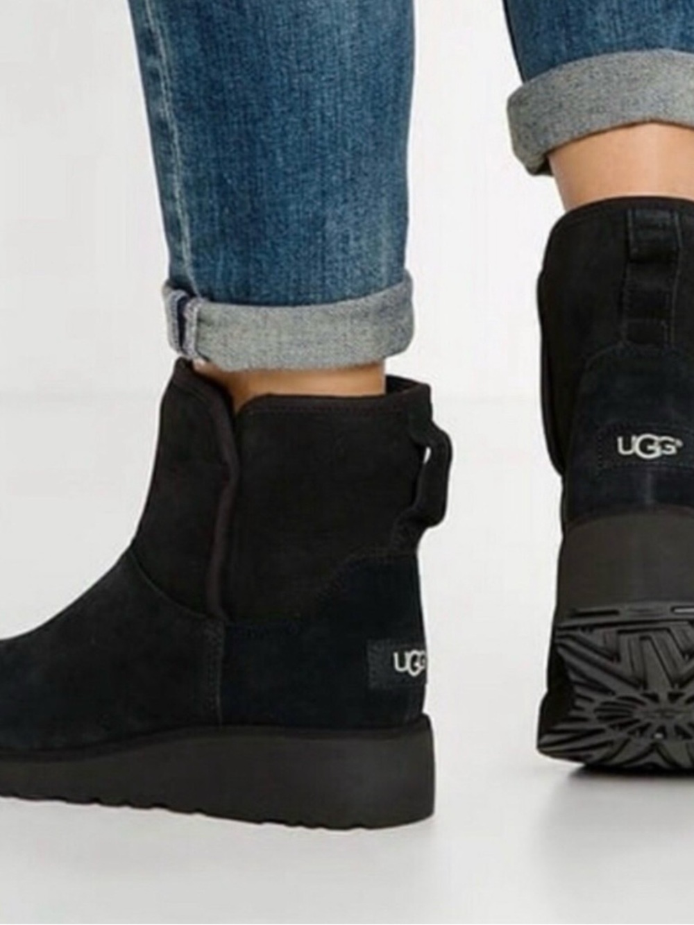 UGG Kristin Classic Slim Mini Boots Black Suede Size 6.5